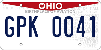OH license plate GPK0041
