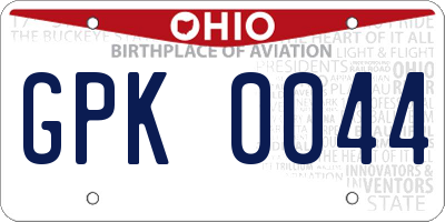OH license plate GPK0044