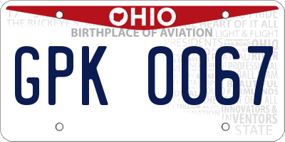 OH license plate GPK0067
