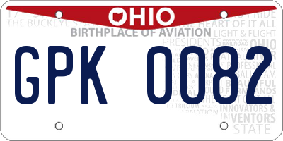 OH license plate GPK0082