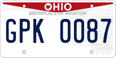OH license plate GPK0087