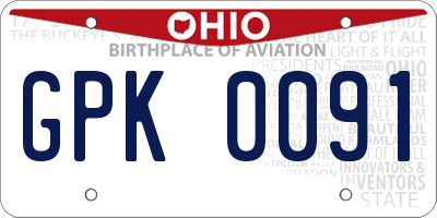 OH license plate GPK0091