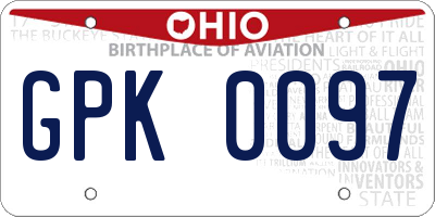 OH license plate GPK0097