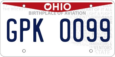OH license plate GPK0099