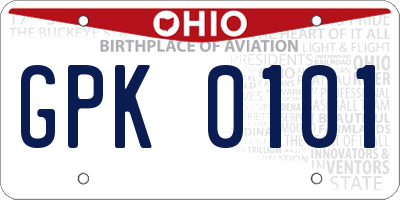 OH license plate GPK0101