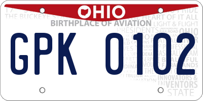 OH license plate GPK0102