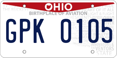 OH license plate GPK0105