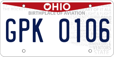 OH license plate GPK0106