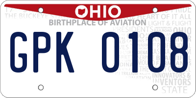 OH license plate GPK0108