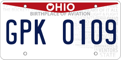 OH license plate GPK0109