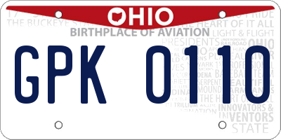 OH license plate GPK0110