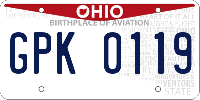 OH license plate GPK0119