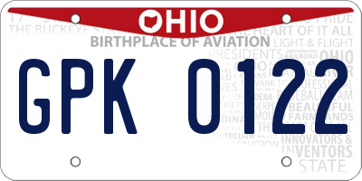 OH license plate GPK0122