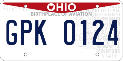 OH license plate GPK0124