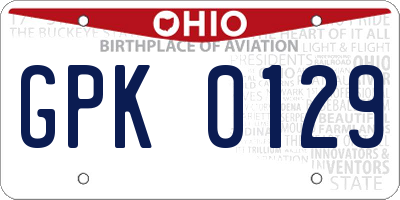 OH license plate GPK0129