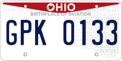 OH license plate GPK0133