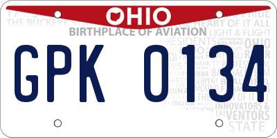 OH license plate GPK0134