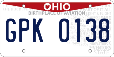 OH license plate GPK0138