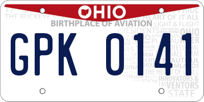 OH license plate GPK0141