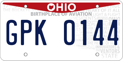 OH license plate GPK0144