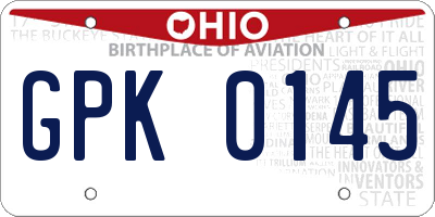 OH license plate GPK0145