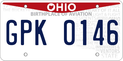 OH license plate GPK0146