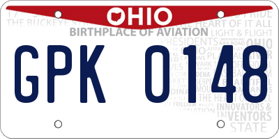 OH license plate GPK0148