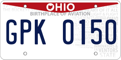 OH license plate GPK0150