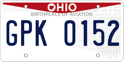 OH license plate GPK0152