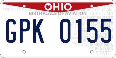 OH license plate GPK0155