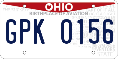 OH license plate GPK0156