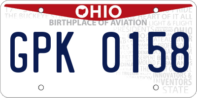 OH license plate GPK0158