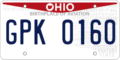 OH license plate GPK0160