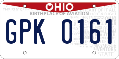 OH license plate GPK0161
