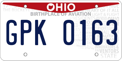 OH license plate GPK0163