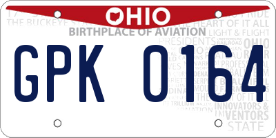 OH license plate GPK0164