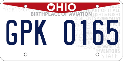 OH license plate GPK0165