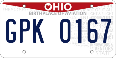 OH license plate GPK0167