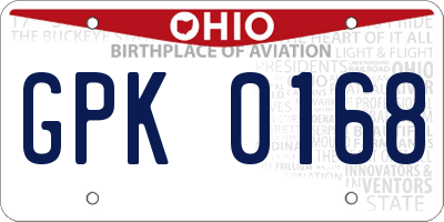 OH license plate GPK0168