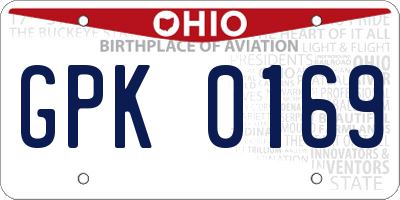 OH license plate GPK0169