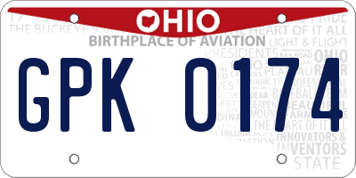 OH license plate GPK0174