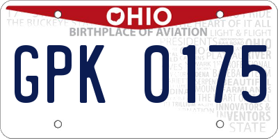 OH license plate GPK0175