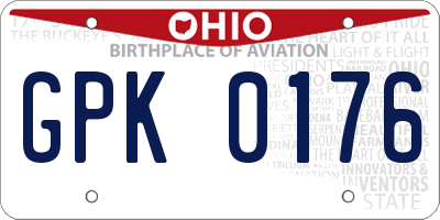 OH license plate GPK0176