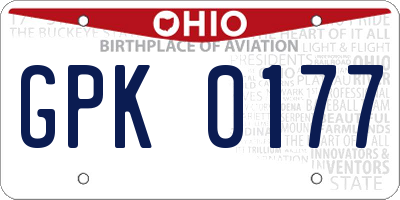 OH license plate GPK0177