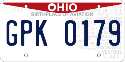 OH license plate GPK0179