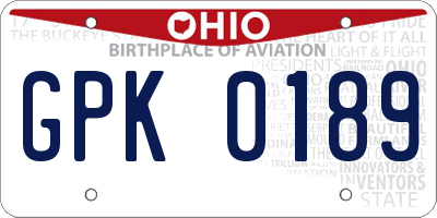 OH license plate GPK0189