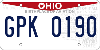 OH license plate GPK0190