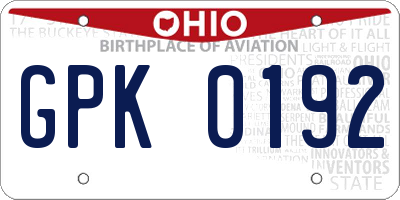 OH license plate GPK0192