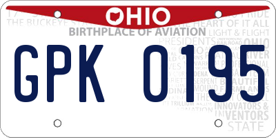 OH license plate GPK0195