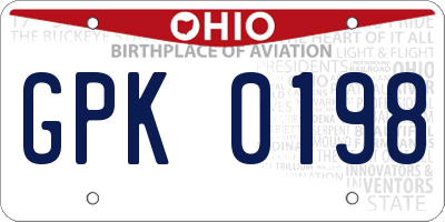 OH license plate GPK0198